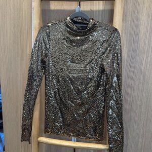 Sequin like Long Sleeve Top - Maje